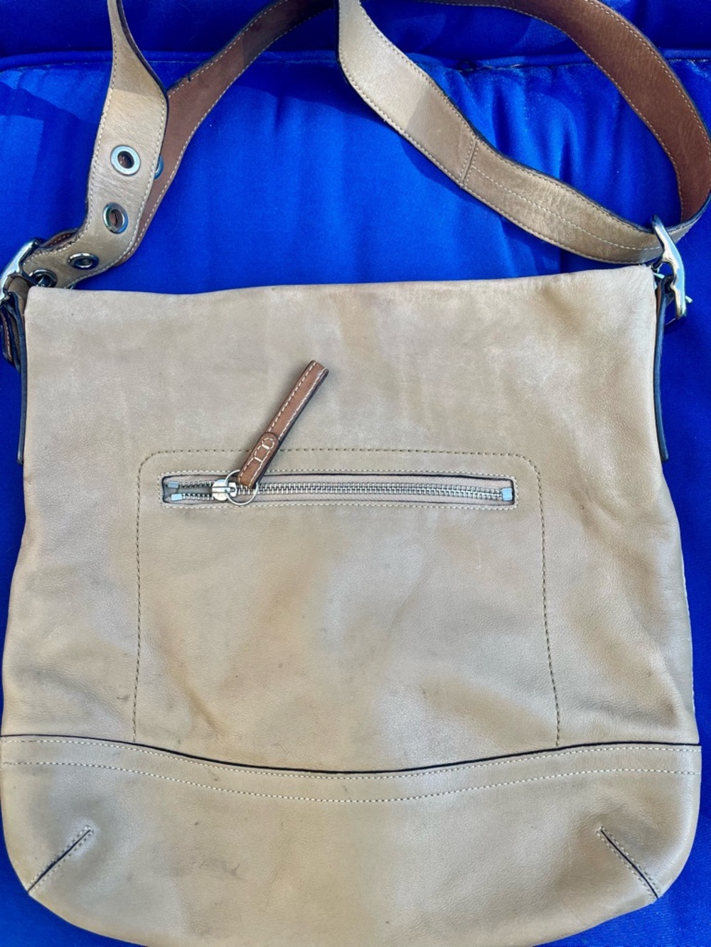 Vintage Coach #F01414 Tan Leather Crossbody Bag - Casual Everyday Shoulder Bag